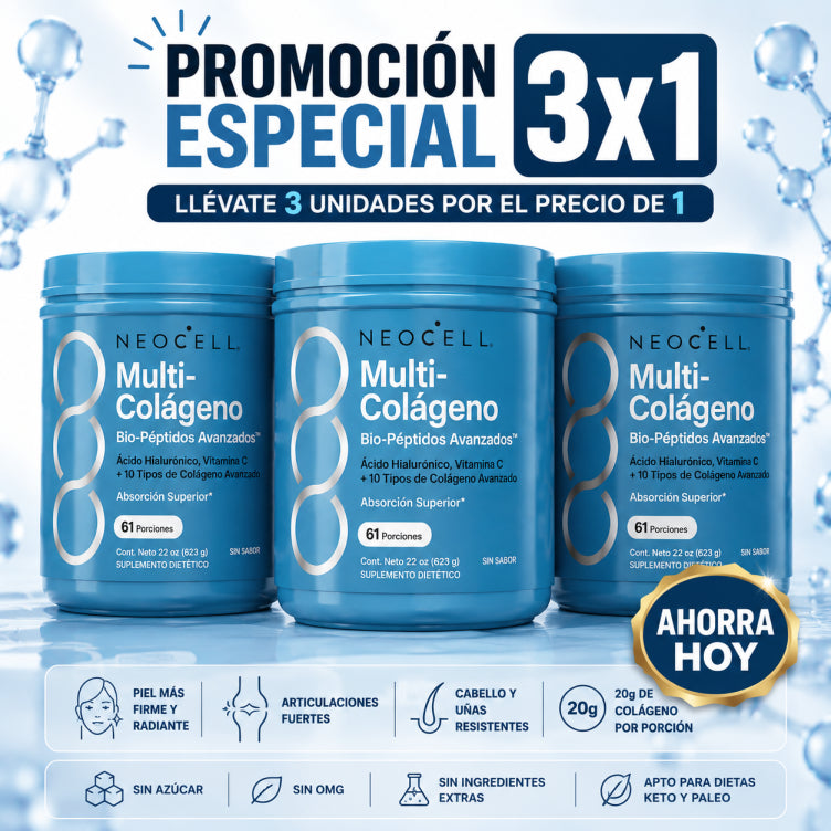 Compra 1 y Recibe 3 | NeoCell Multi-Colágeno - Piel Firme, Cabello Fuerte y Articulaciones